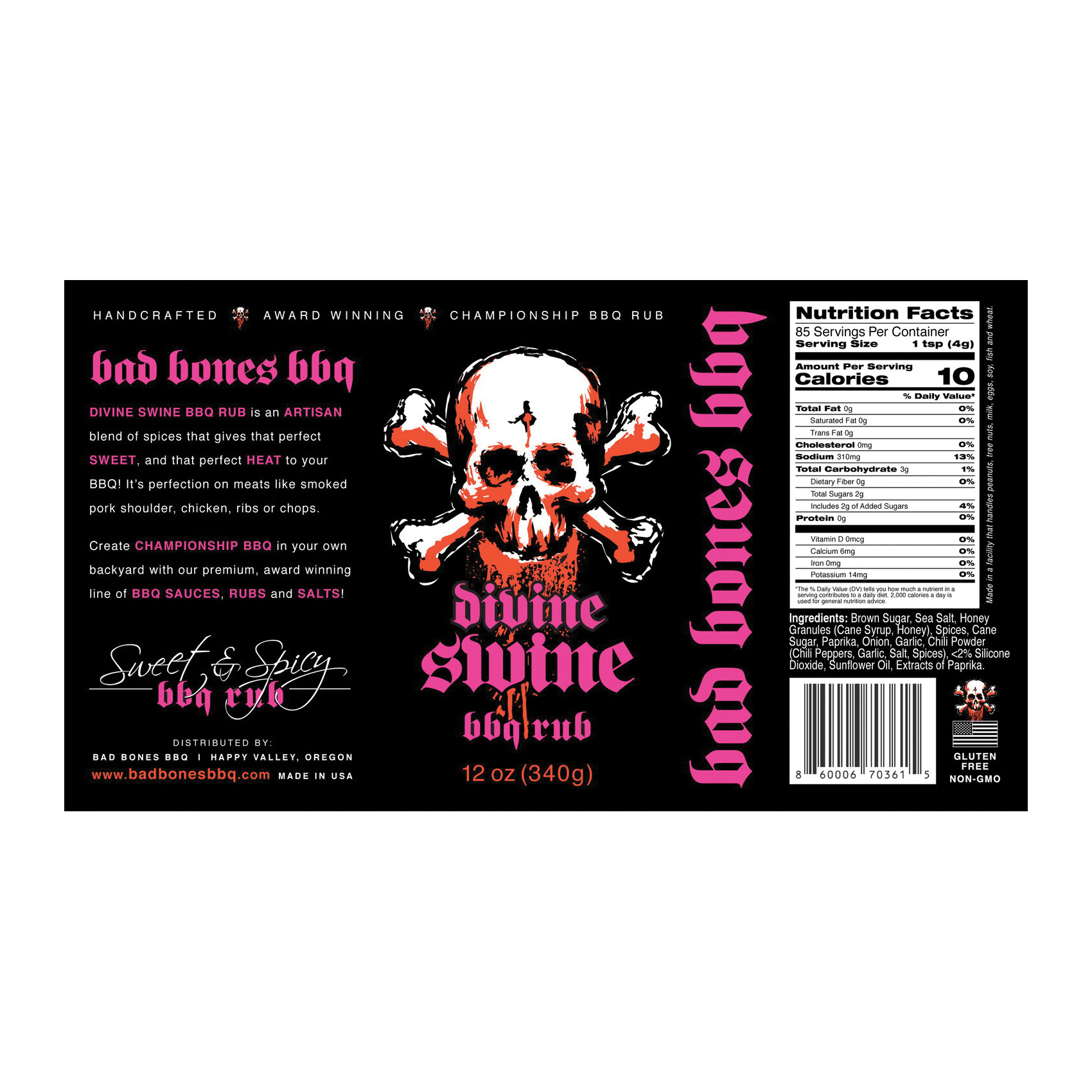 Bad Bones Bbq DIVINE SWINE BBQ Rub, Divine Swine, 12 oz - 2