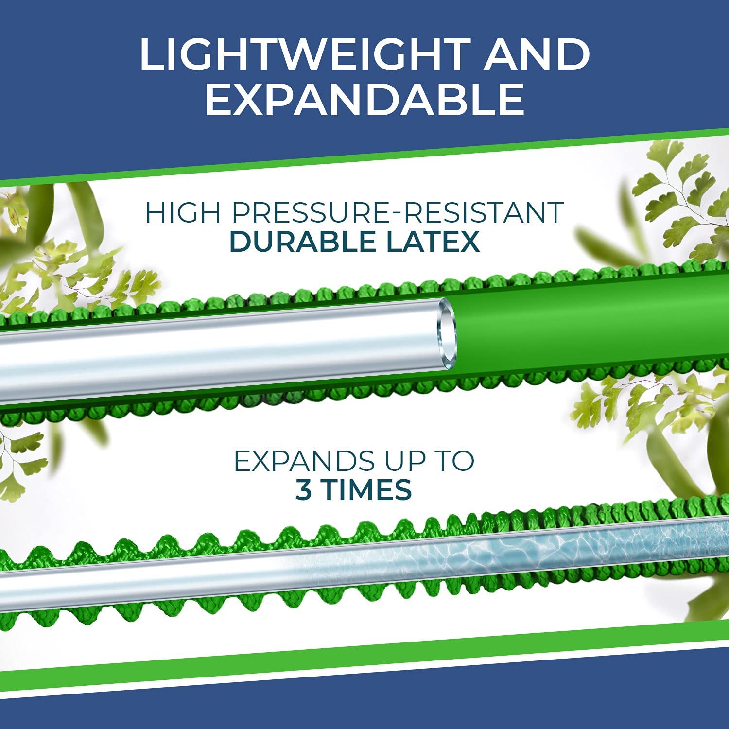 GrowGreen GG-50 Flexible Garden Hose, 3/4 in, 50 ft L, Latex, Green - 2
