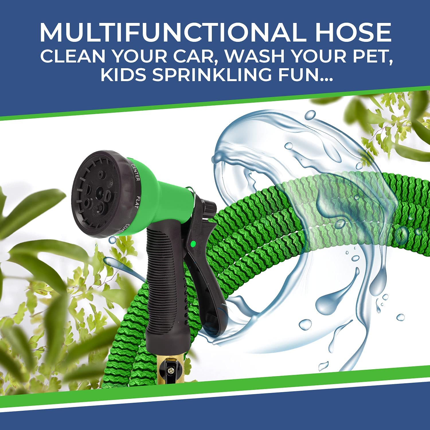 GrowGreen GG-50 Flexible Garden Hose, 3/4 in, 50 ft L, Latex, Green - 4