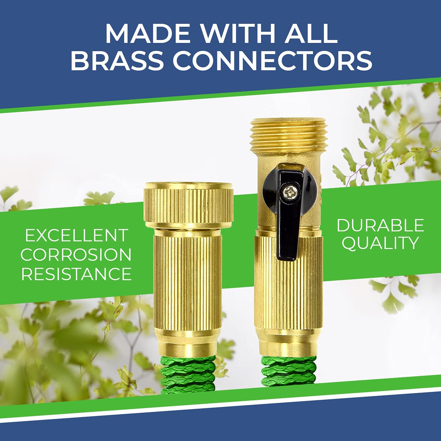 GrowGreen GG-50 Flexible Garden Hose, 3/4 in, 50 ft L, Latex, Green - 5