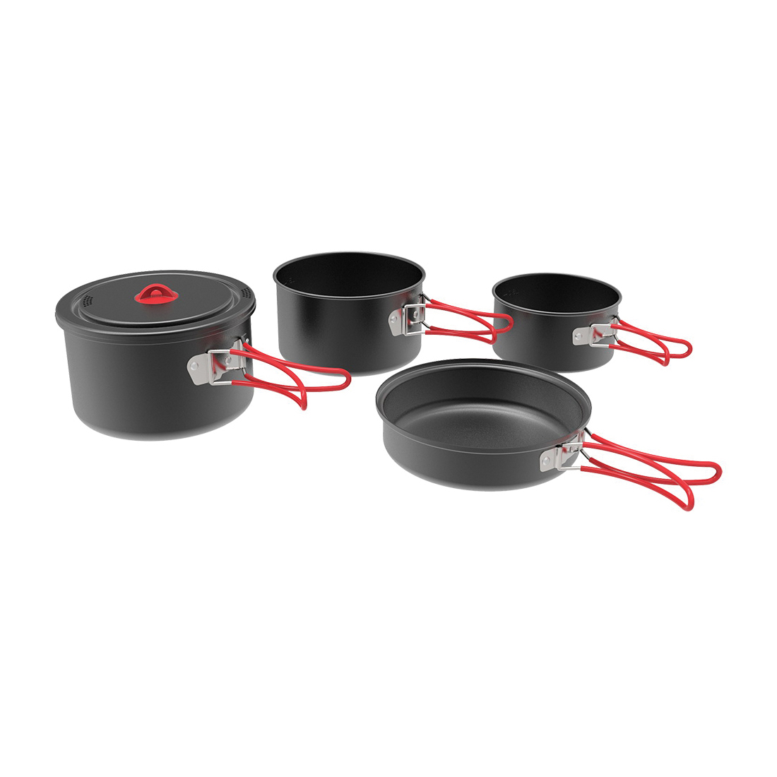 1824 Cook Set, Aluminum/Silicone/Stainless Steel, Swing-Out Handle