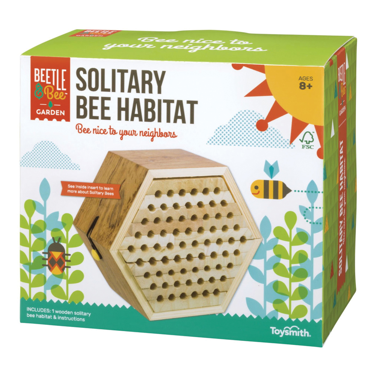 BEETLE & Bee Garden 2349 Solitary Bee Habitat, Wood, Brown - 2