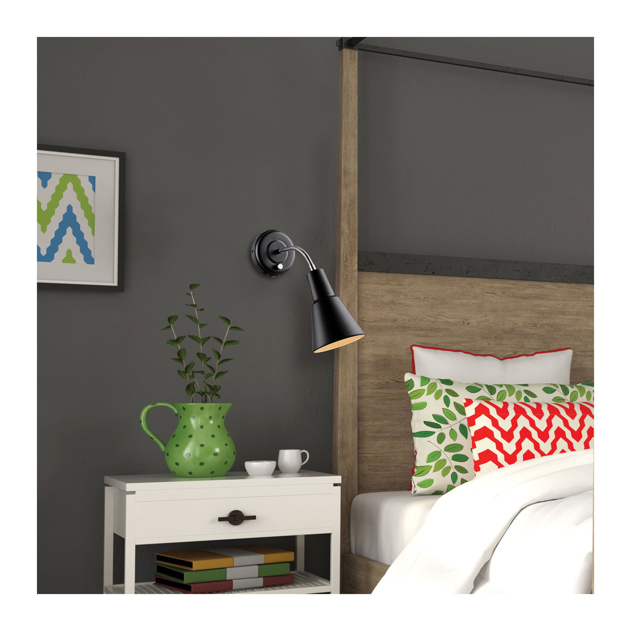 globe Ramezay 65312 Wall Sconce, 120 V, 60 W, 1-Lamp, Edison Bulb Lamp, Metal Fixture, Black Fixture - 4