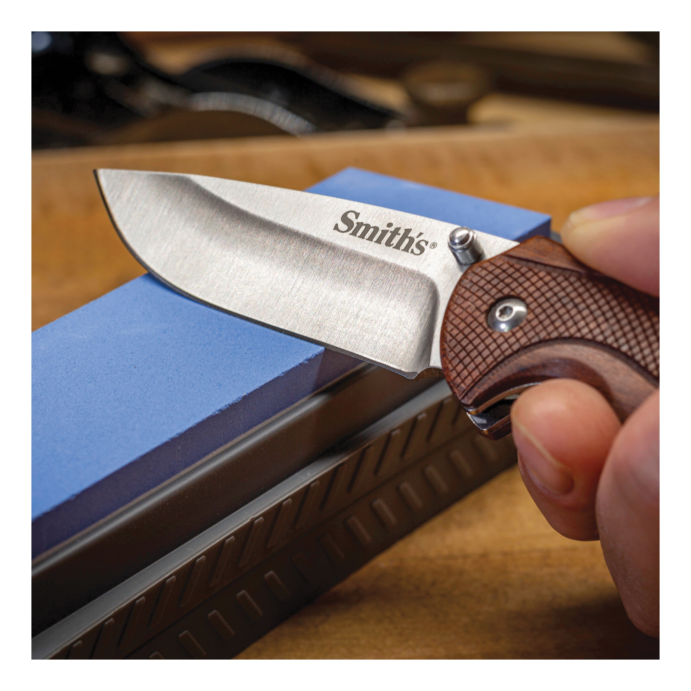 Sharpening Stone and Base, Smith's, 6 in L, 1-3/4 in W, 400, 1000 Grit, Fine, Medium - 4