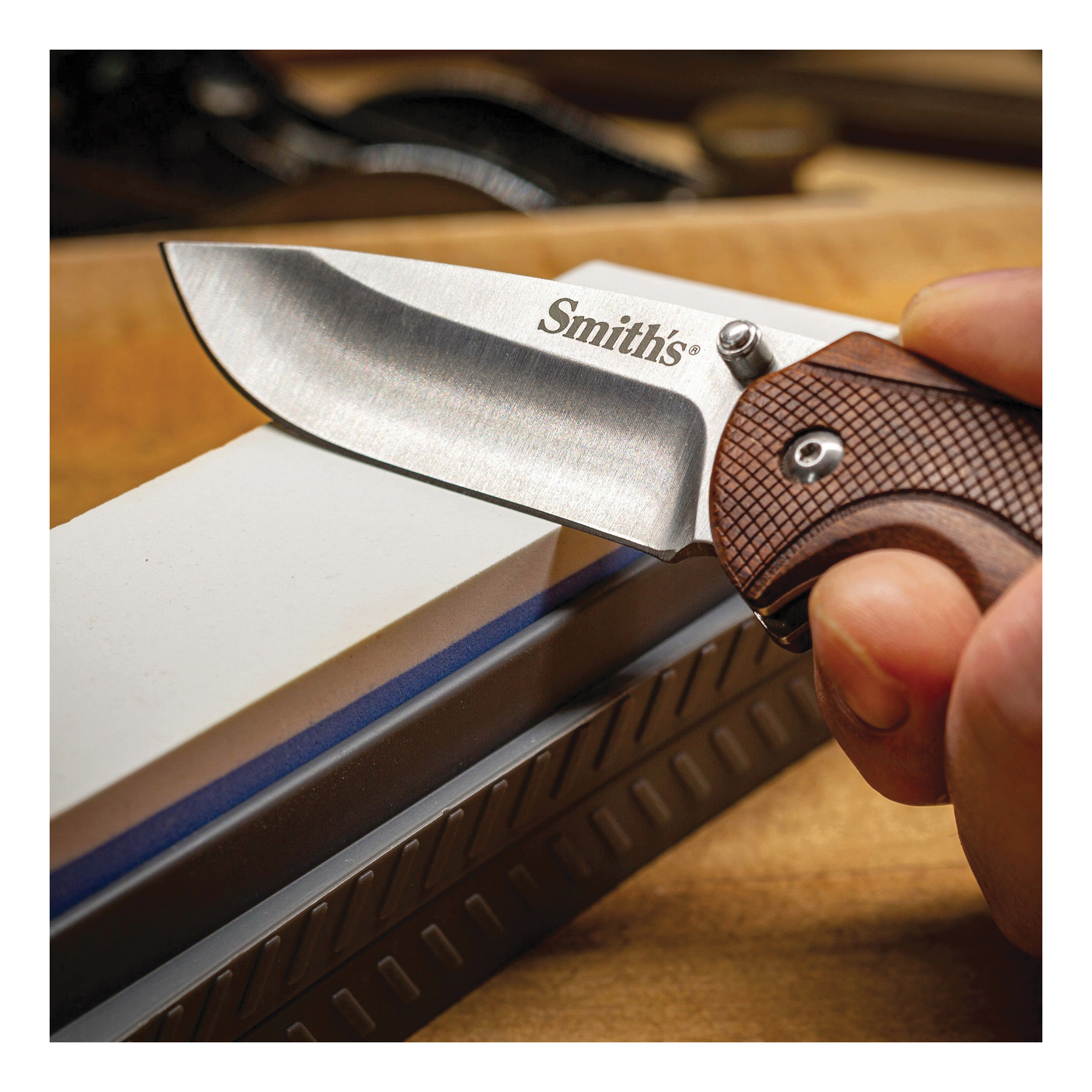 Sharpening Stone and Base, Smith's, 6 in L, 1-3/4 in W, 400, 1000 Grit, Fine, Medium - 5