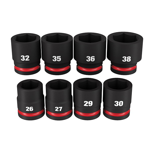 SHOCKWAVE Impact Duty Series 49-66-7019 Standard Metric Socket Set, Molybdenum Steel, Chrome/Phosphate, Black