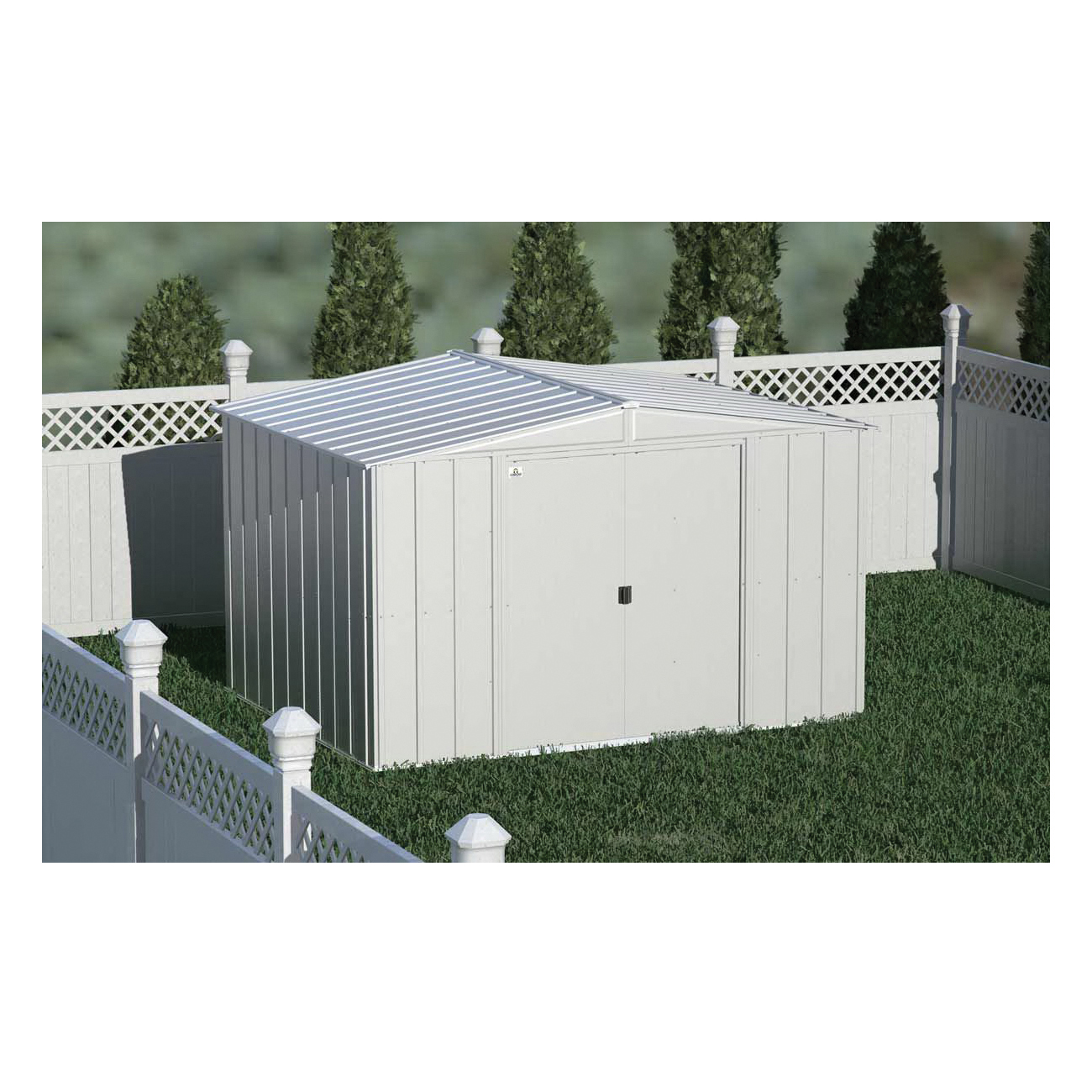 Arrow Storage Products Classic Series CLG108FG Storage Shed, 432 cu-ft Capacity, 10 ft W, 8 ft D, 6 ft H, Flute Gray - 2