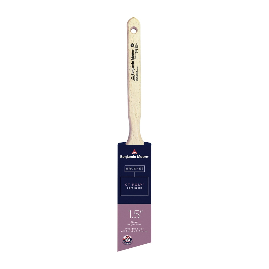 U62015-017 Paint Brush, Wood Handle, Soft Brush, CT Polymer Bristle, Angle Sash Handle, 1 EA