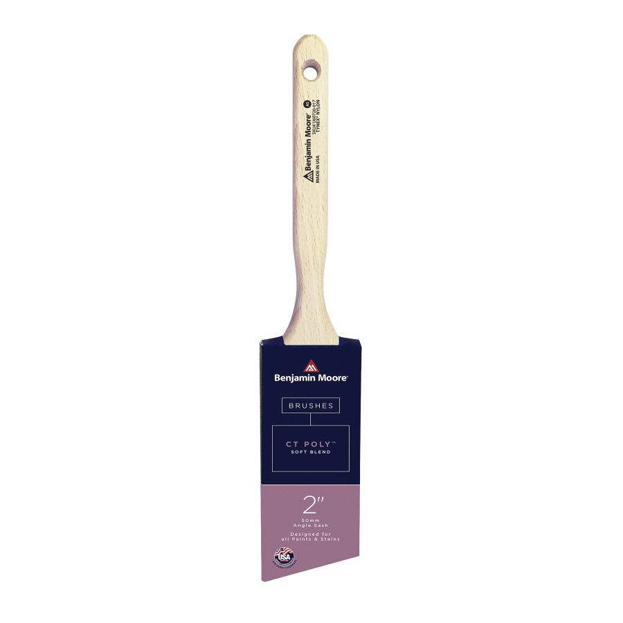 U62020-017 Paint Brush, Wood Handle, Soft Brush, CT Polymer Bristle, Angle Sash Handle, 2 in Ferrule