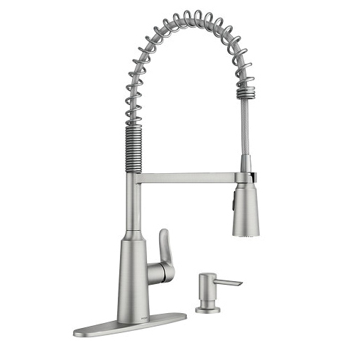 Edwyn Series 87807SRS Pull-Down Kitchen Faucet, 1.5 gpm, 1-Faucet Handle, 1-Faucet Hole, Metal, Lever Handle