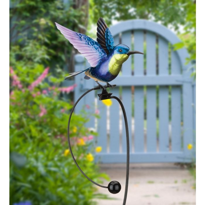 Regal Art & Gift 13157 Garden Stake, 42 in H, Rocker Hummingbird Wood Nymph, Metal