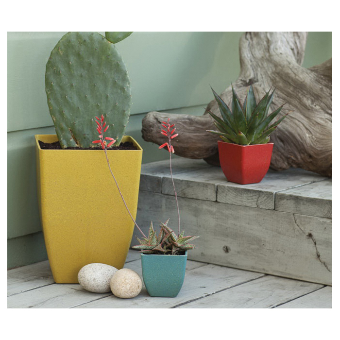 Ecoforms Quadra 6 Series QP6COR Pot, 7-1/2 in H, 6-1/2 in W, 6-1/2 in D, Modern Design, Coral - 1