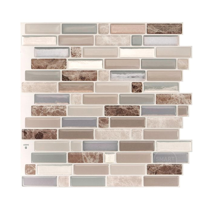 Mosaik Series SM1097-4 Wall Tile, 9.36 in L Tile, 9.73 in W Tile, Straight Edge, Crescendo Terra Pattern