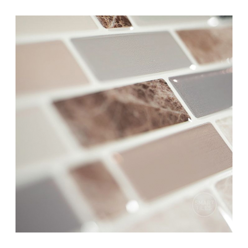 Smart Tiles Mosaik Series SM1097-4 Wall Tile, 9.36 in L Tile, 9.73 in W Tile, Straight Edge, Crescendo Terra Pattern - 2