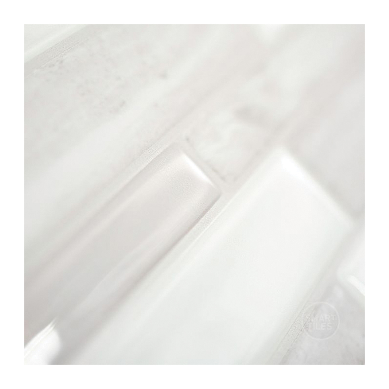 Smart Tiles Mosaik Series SM1104D-04-QG Wall Tile, 11.55 in L Tile, 9.63 in W Tile, Straight Edge, Vinyl, Beige/White - 2