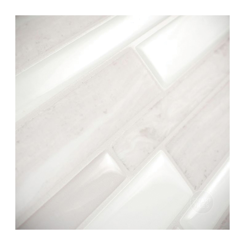 Smart Tiles Mosaik Series SM1104D-04-QG Wall Tile, 11.55 in L Tile, 9.63 in W Tile, Straight Edge, Vinyl, Beige/White - 3