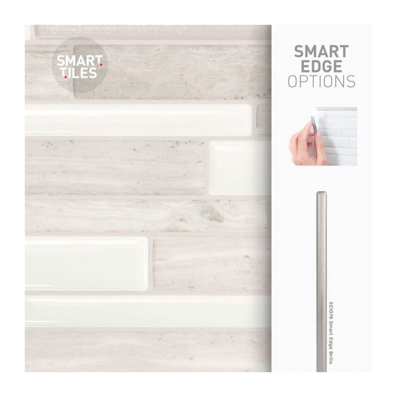 Smart Tiles Mosaik Series SM1104D-04-QG Wall Tile, 11.55 in L Tile, 9.63 in W Tile, Straight Edge, Vinyl, Beige/White - 5