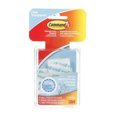 Command 17200CLR-C Poster Strip Refill, Plastic Backing, Clear - 3