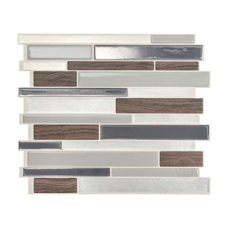 Mosaik Series SM1050-4 Wall Tile, 11.27 in L Tile, 9.64 in W Tile, Straight Edge, Milano Argento Pattern