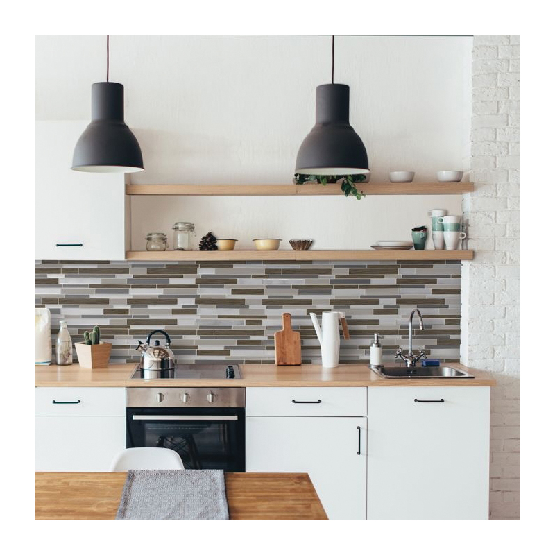 Smart Tiles Mosaik Series SM1050-4 Wall Tile, 11.27 in L Tile, 9.64 in W Tile, Straight Edge, Milano Argento Pattern - 5