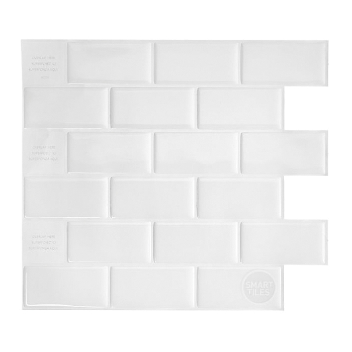 Mosaik Series SM1020-4 Wall Tile, 10.95 in L Tile, 9.7 in W Tile, Straight Edge, Subway Pattern, White