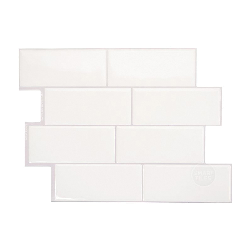 Mosaik Series SM1100G-04-QG Wall Tile, 8.38 in L Tile, 11.56 in W Tile, Straight Edge, Resin, White, Glossy