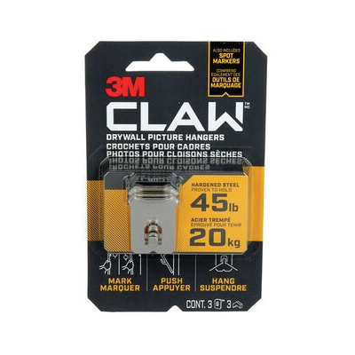 Picture Hanger, 3M, 45 lb, Steel, Drywall Mounting, 1/EA - 5