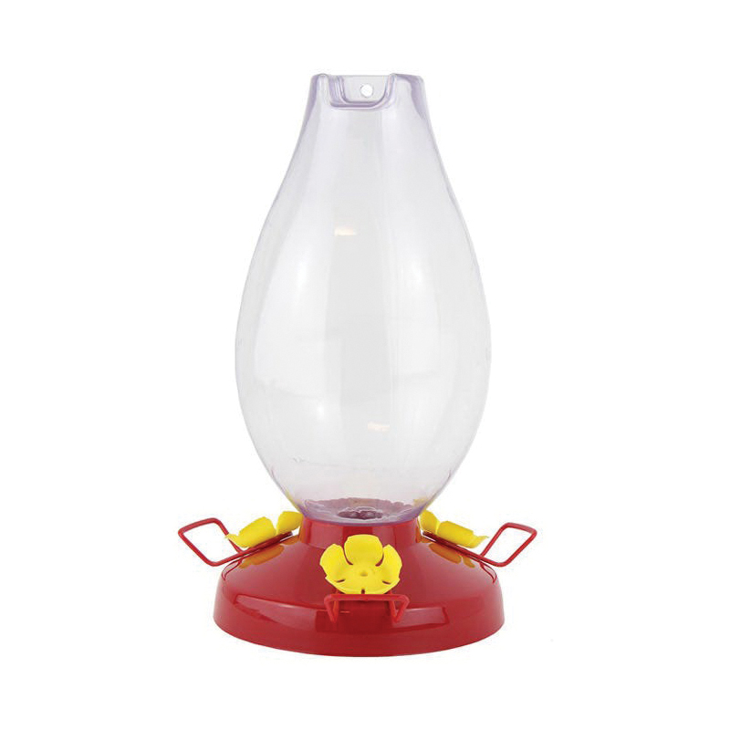 286 Bird Feeder, Rounded Vase, 33 oz, Nectar, 3-Port/Perch, Plastic, 11.8 in H, Hanging Mounting