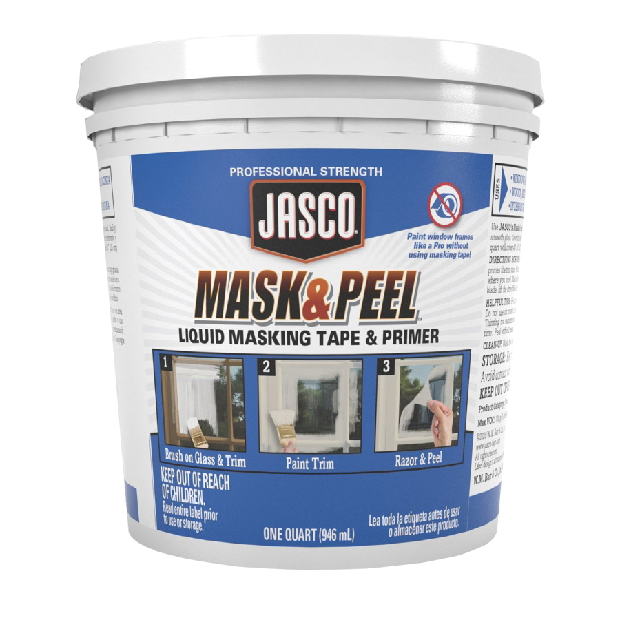 JASCO Mask and Peel QJMS300 Liquid Masking Tape and Primer, White, Flat/Matte, 1 qt