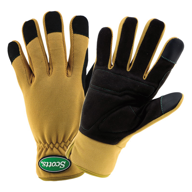 SC86111-M Multi-Purpose Palm Protection Work Gloves, Men's, M, Reinforced Thumb, Shirred Elastic Cuff, Brown