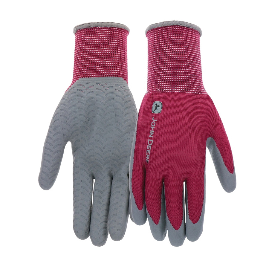 JD37216-WML Gloves, Women's, M/L, 3.82 in L, Knit Wrist, Seamless Cuff, Nitrile Coating, Gray/Maroon