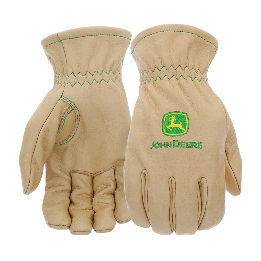 JD84013-XL Work Gloves, Men's, XL, 4-1/2 in L, Slip-On Cuff, Cow Grain Leather, Beige