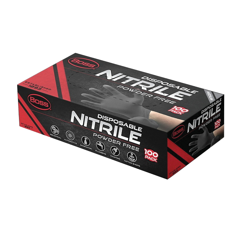 B21051-XL Disposable Gloves, XL, Nitrile, Powder-Free, Black, 9 in L