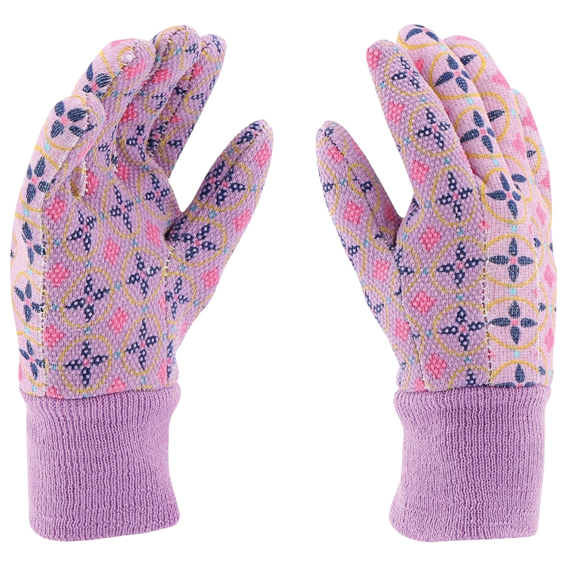 MG65757-Y Youth Garden Gloves, Knit Cuff, Cotton/Polyester/PVC, Multi-Color