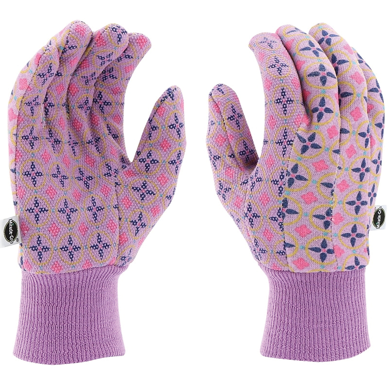 MG65757-W-ML Garden Gloves, Women's, M/L, Knit Cuff, Cotton/Polyester, Multi-Color
