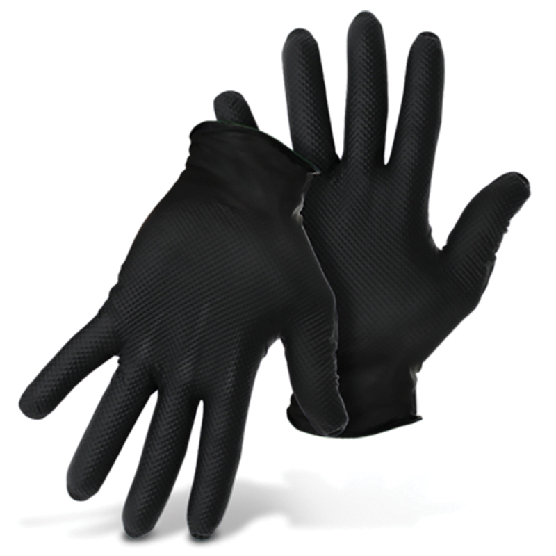 G21091-L Disposable Gloves, L, Nitrile, Black