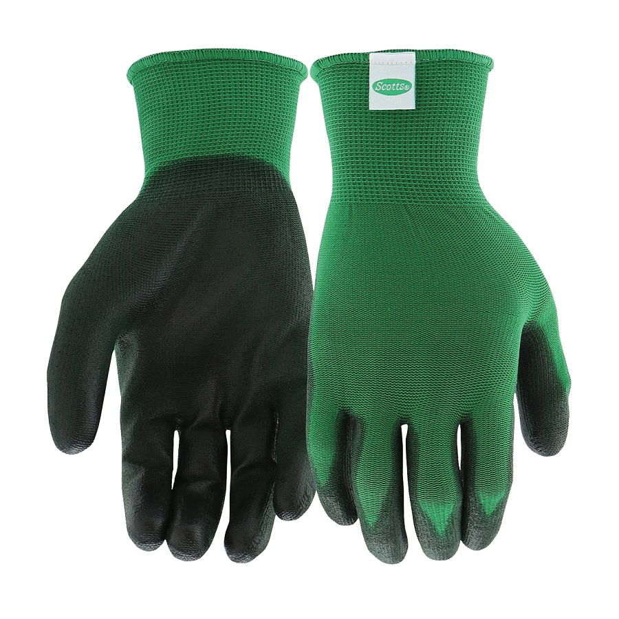 SC30604/L Gloves, L, 3-3/4 in L, Knit Wrist, Seamless Cuff, Polyurethane Coating, Green