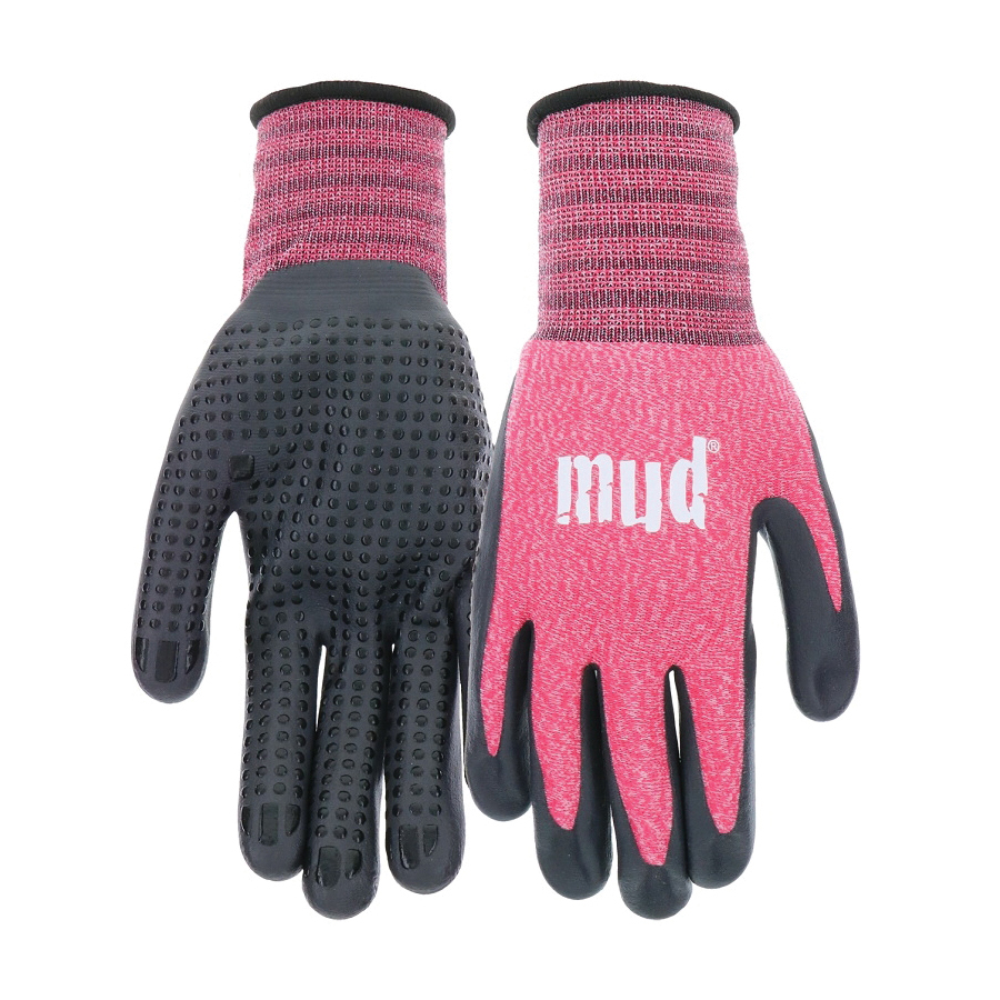 MD31011W-WXS Gloves, Women's, XS, 9 in L, Knit Wrist, Seamless Cuff, Nitrile Coating, Nylon Glove, Pink/Watermelon