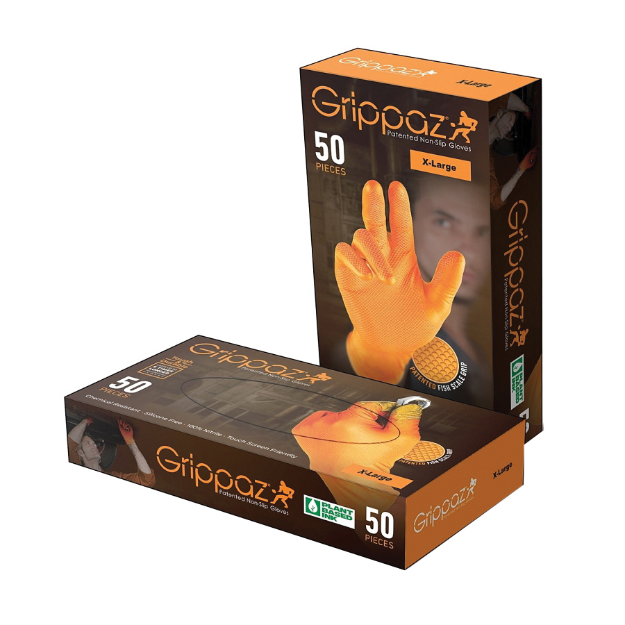 G21081-L50 Gloves, L, Nitrile, Orange, 4 in L