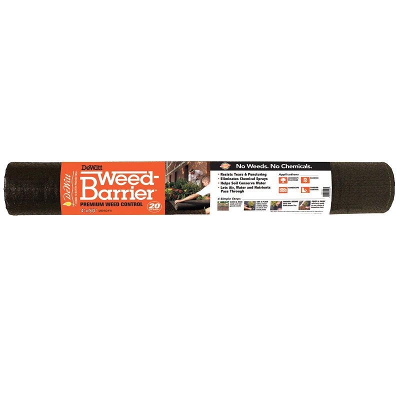 DWB19450 Weed Barrier, 20 yd Coverage Area, 50 ft L, 4 ft W, Black