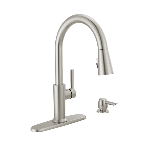 Emery Kitchen Faucet, Delta, Pull Down, 1-Handle, Stainless, Includes Soap Dispenser - 2