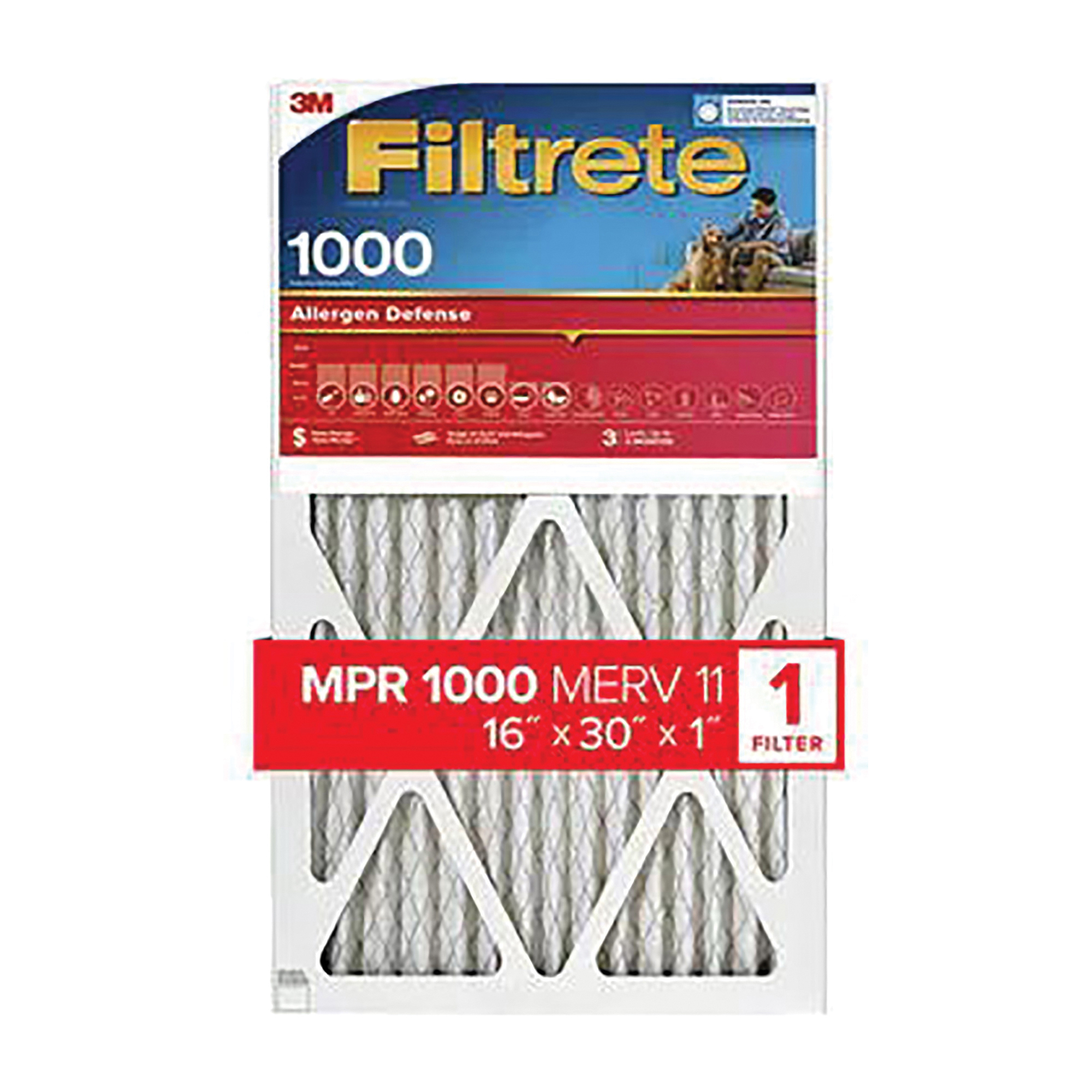 AL27-4 Air Filter, 16 in L, 30 in W, 11 MERV, 1000 MPR, Polypropylene Frame