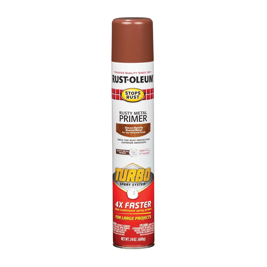 Rust-Oleum Stops Rust 353346 Primer with Turbo Spray System, Rusty Metal Red, 24 oz