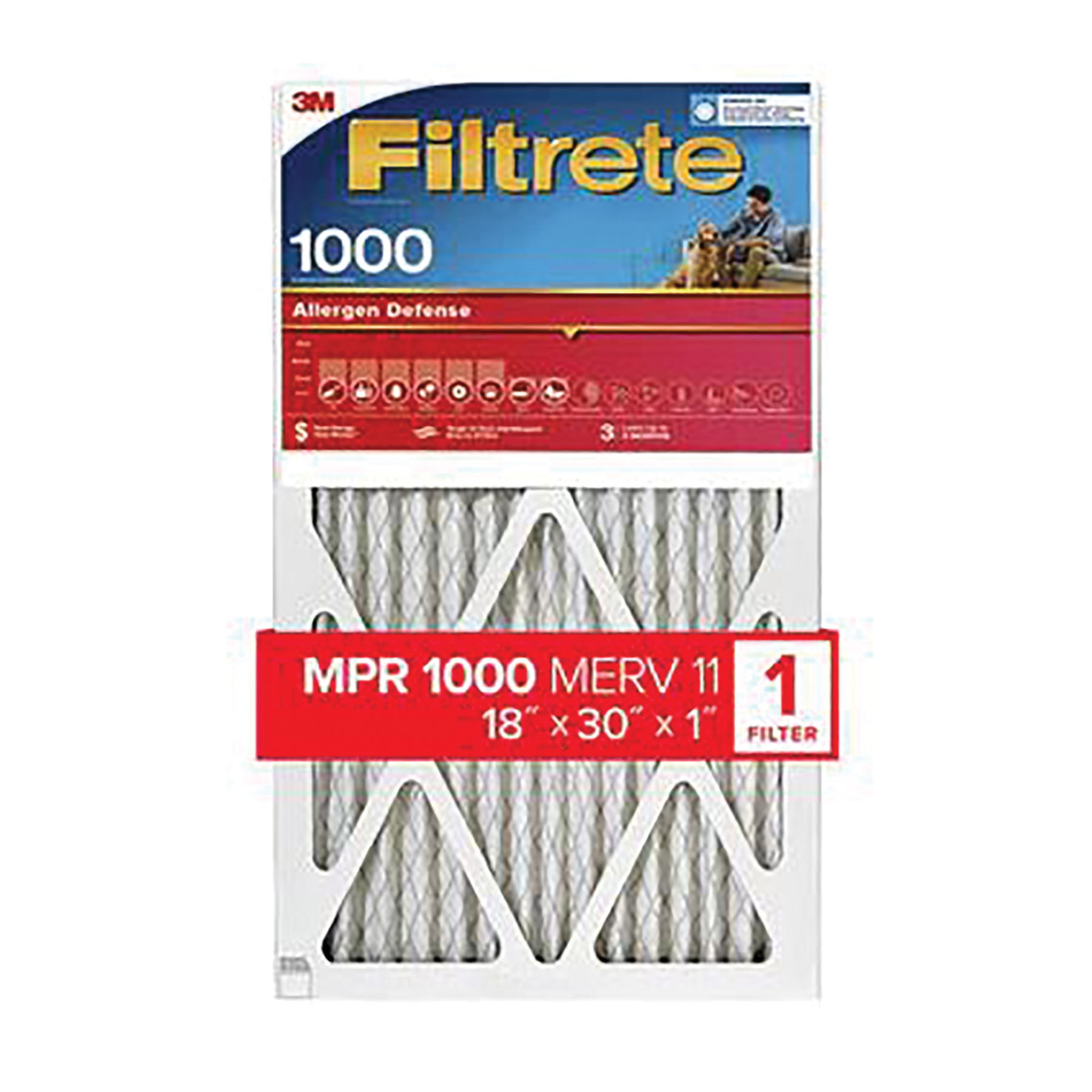 AL28-4 Air Filter, 18 in L, 30 in W, 11 MERV, 1000 MPR, Polypropylene Frame