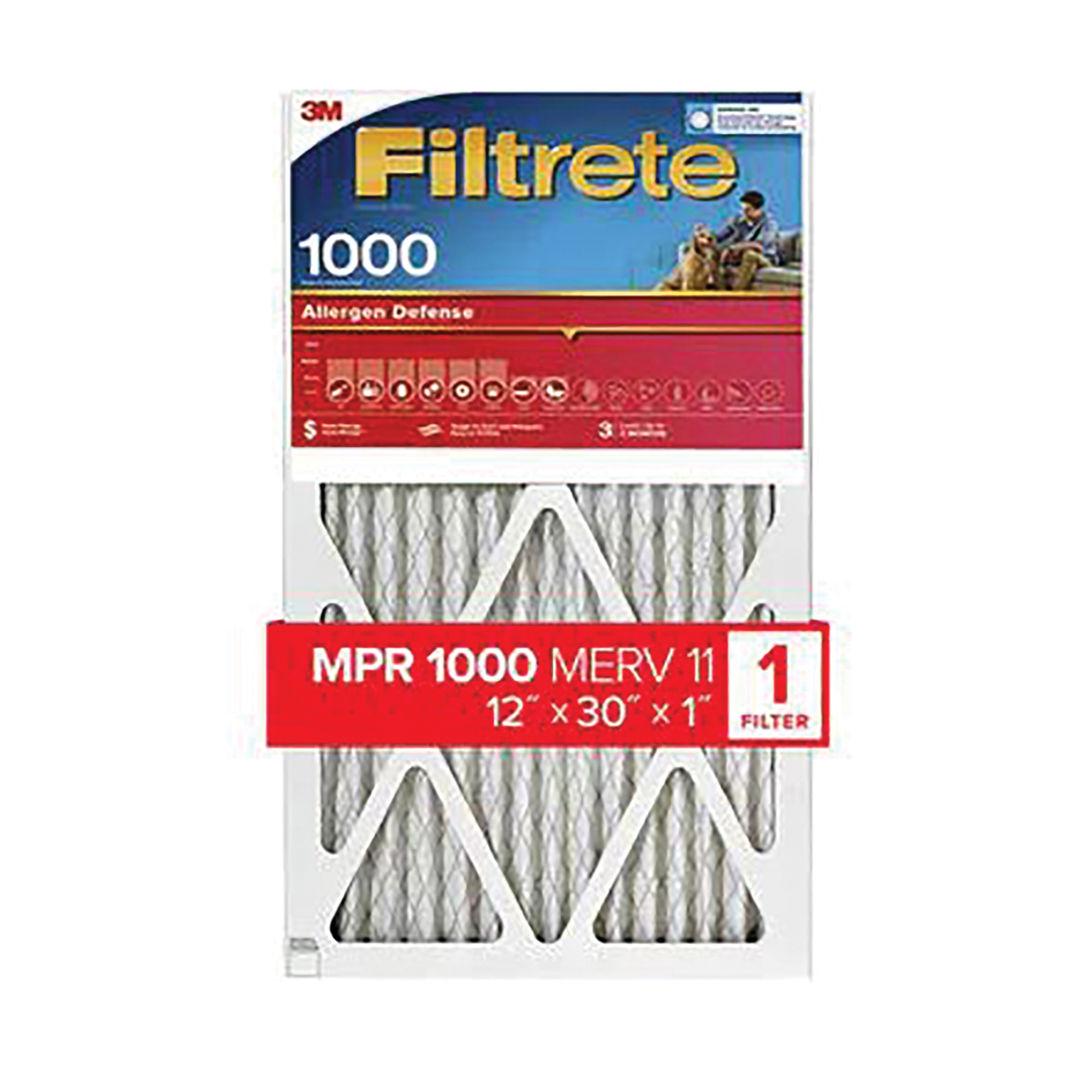AL42-4 Air Filter, 12 in L, 30 in W, 11 MERV, 1000 MPR, Polypropylene Frame