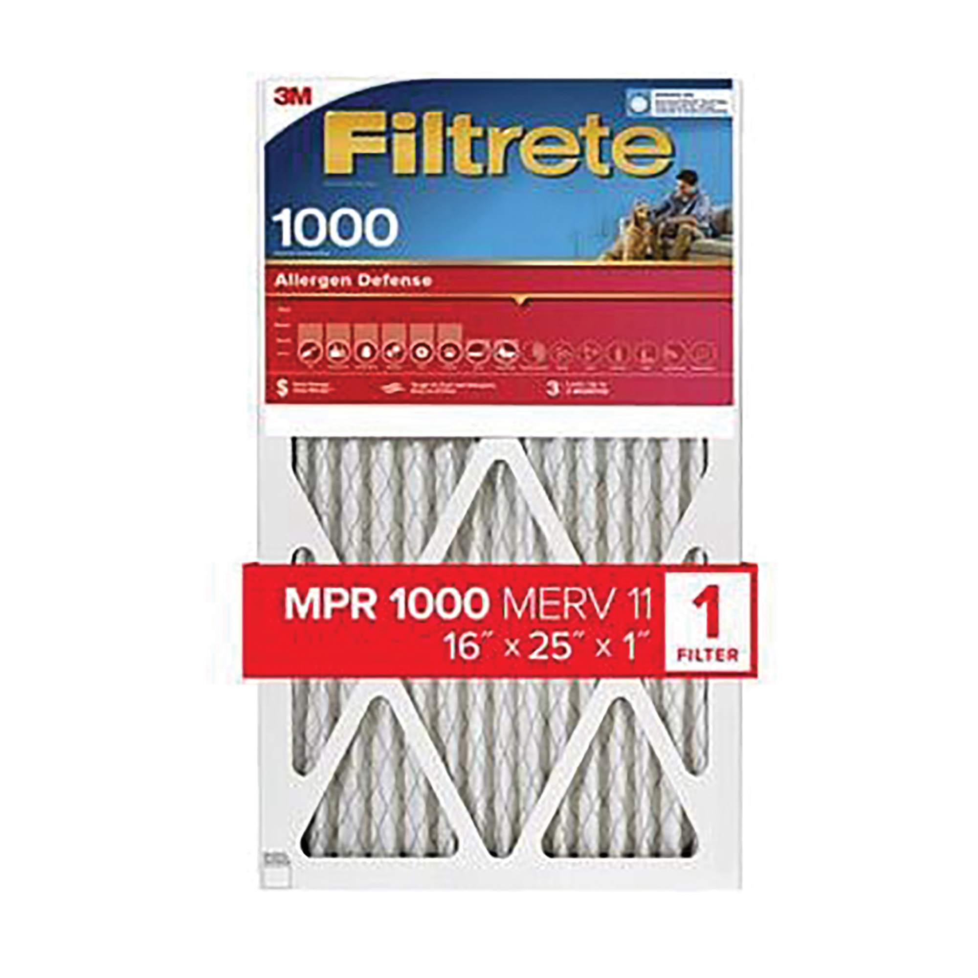 9801-4 Air Filter, 16 in L, 25 in W, 11 MERV, 1000 MPR