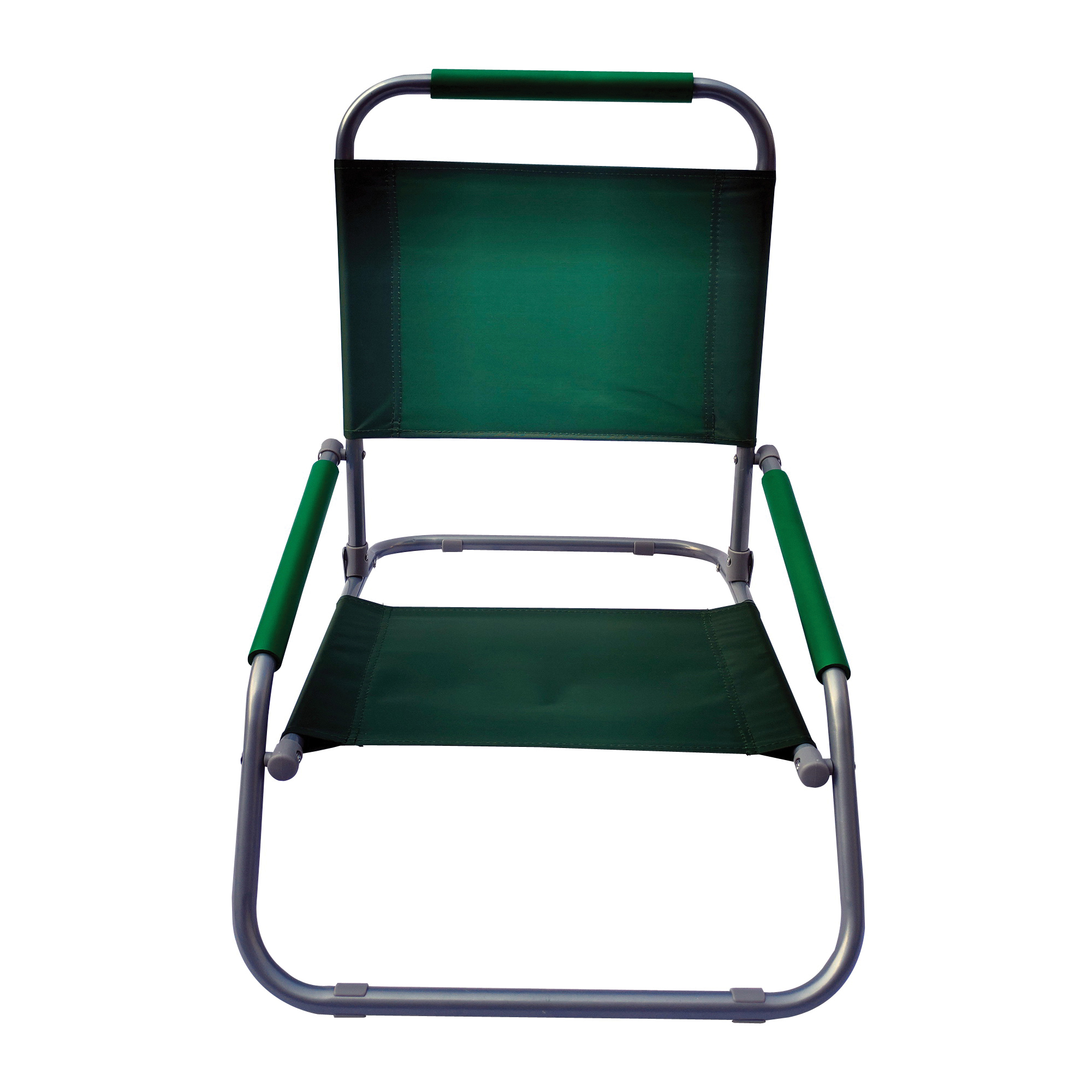 F2S018-GREEN Beach Chair, 18.1 in W, 23 in D, 21.65 in H, Steel Frame, Silver Frame