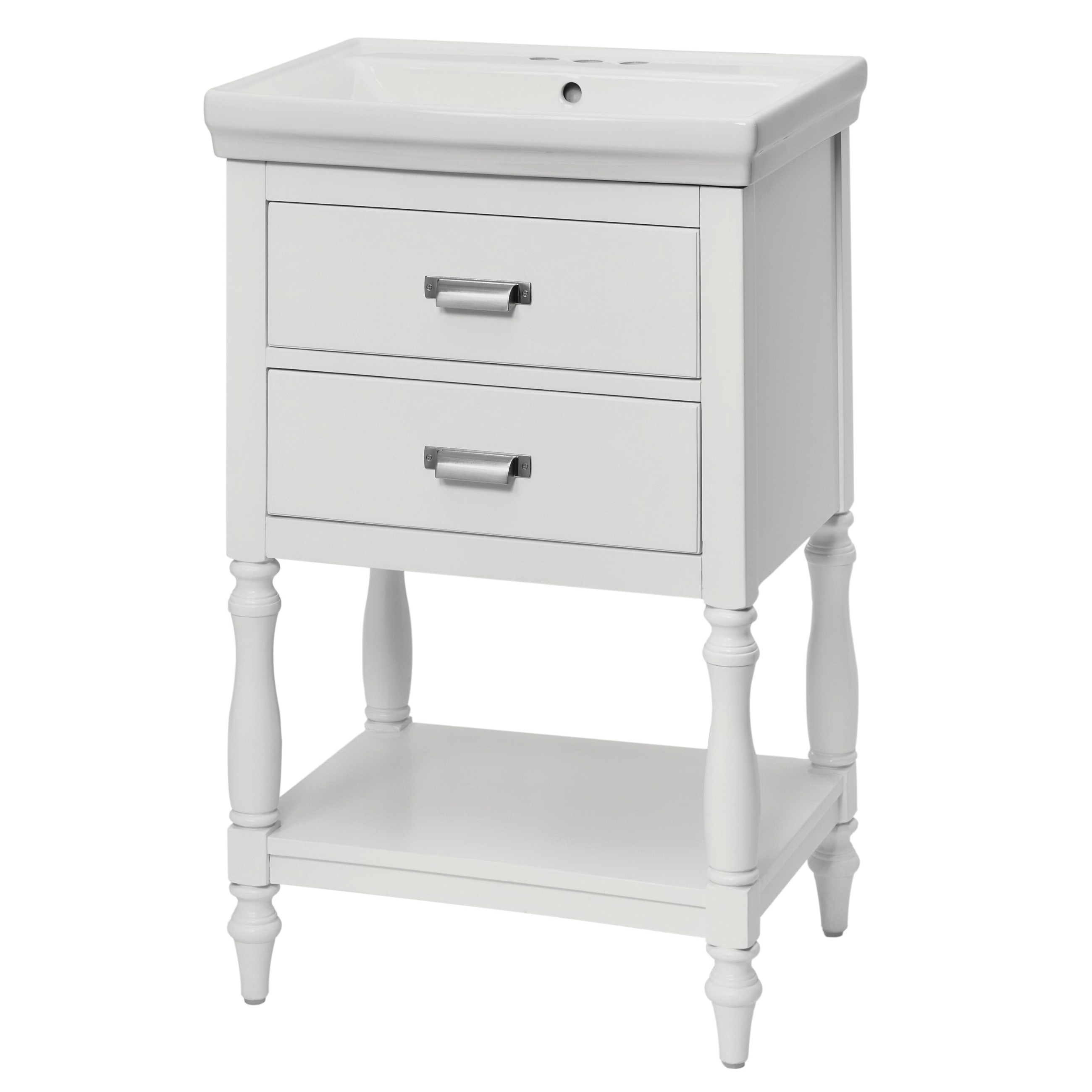 Cherie Series CHWVT2435 Vanity Combo, 22-1/8 in W Cabinet, 16-3/4 in D Cabinet, 32-5/8 in H Cabinet, White