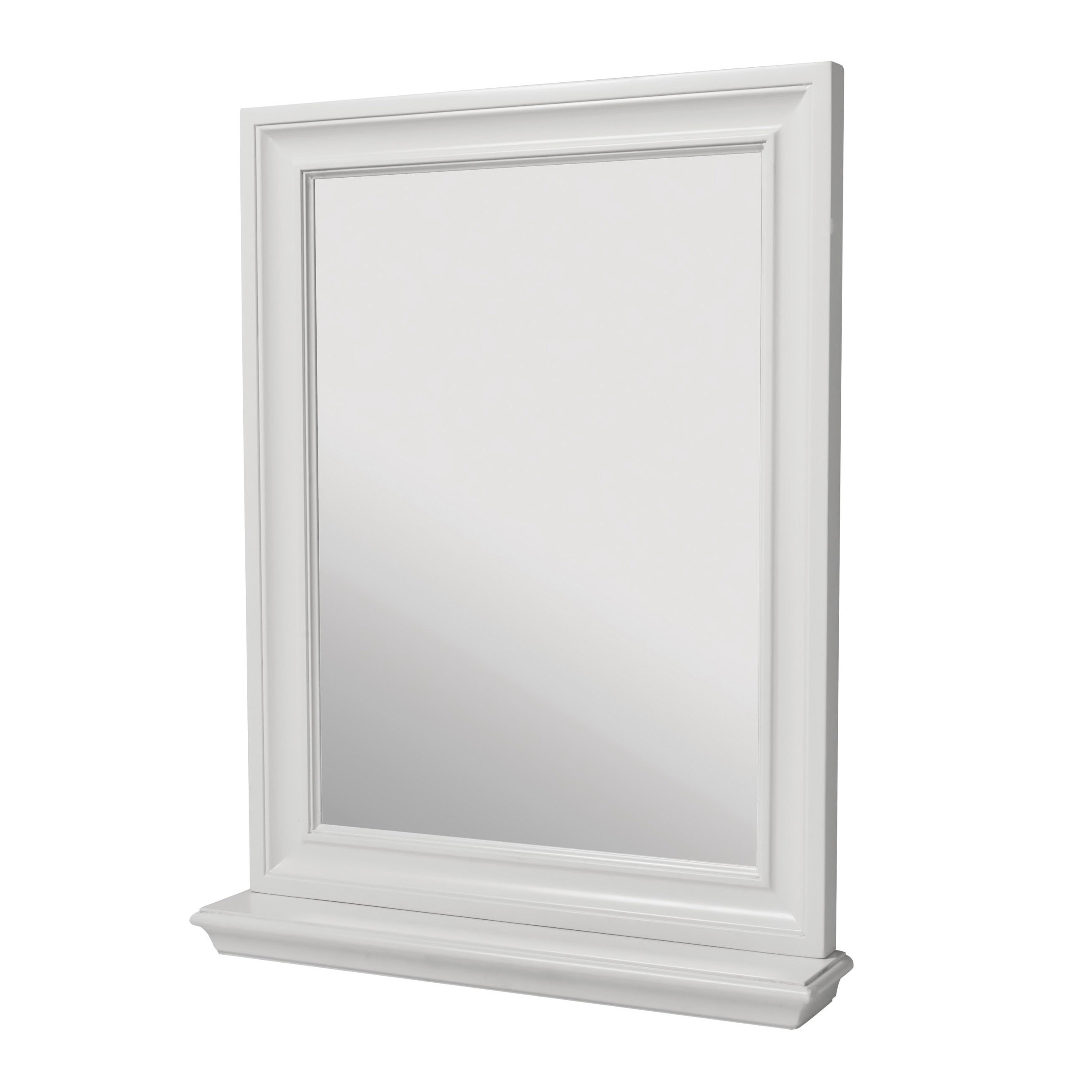 Cherie Series CHWM2430 Framed Mirror, Rectangular, 24 in W, 30 in H, Wood Frame, White Frame, Wall