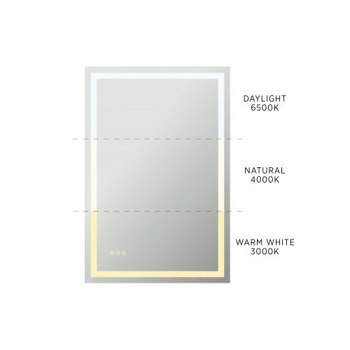 Craft + Main LED2436-RT Lighted Mirror with Tunable LED and Anti-Fog Touch Sensors, Rectangular, 36 in L, 24 in W - 2